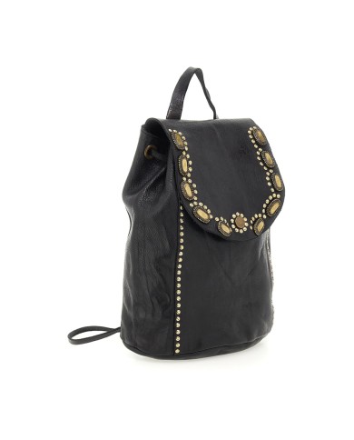 CAMPOMAGGI ZAINO IN PELLE NERA CON BORCHIE CASSIOPEA