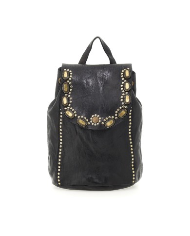 CAMPOMAGGI ZAINO IN PELLE NERA CON BORCHIE CASSIOPEA