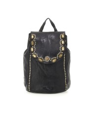 CAMPOMAGGI ZAINO IN PELLE NERA CON BORCHIE CASSIOPEA