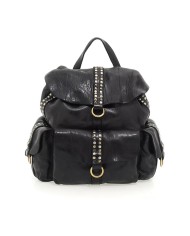 CAMPOMAGGI ZAINO IN PELLE NERA CON RIVETTI KURA