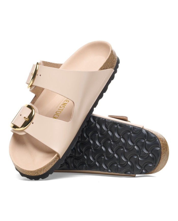 BIRKENSTOCK ARIZONA BIG BUCKLE IN PELLE NATURALE E VERNICE
