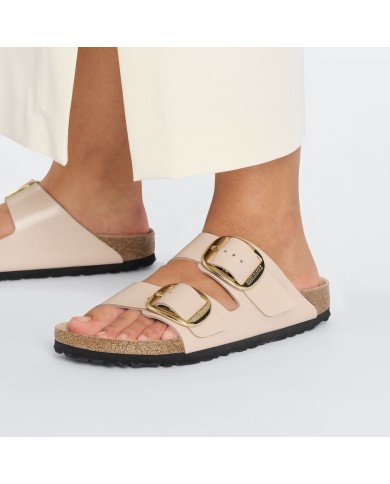 BIRKENSTOCK ARIZONA BIG BUCKLE IN PELLE NATURALE E VERNICE