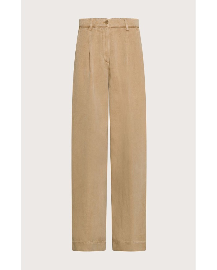 SEVENTY PANTALONE LUNGO CON PINCES IN DIAGONALE TENCEL LINO