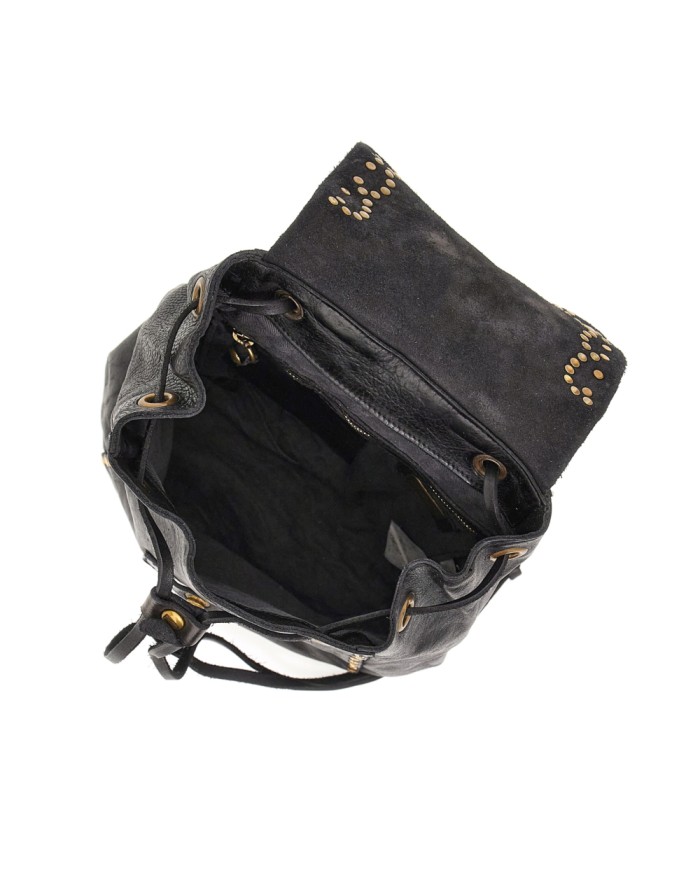 CAMPOMAGGI ZAINO IN PELLE NERA CON BORCHIE CASSIOPEA