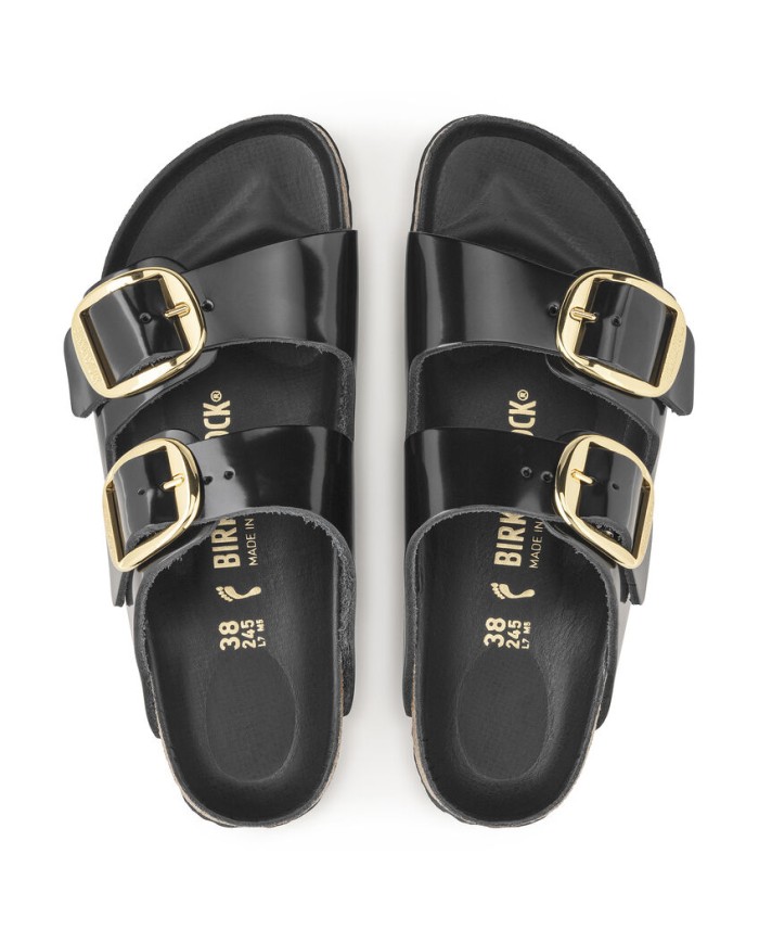 BIRKENSTOCK ARIZONA BIG BUCKLE IN PELLE NATURALE E VERNICE