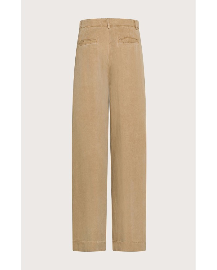 SEVENTY PANTALONE LUNGO CON PINCES IN DIAGONALE TENCEL LINO