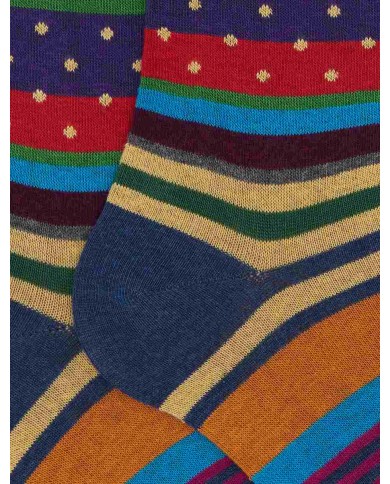 GALLO CALZE LUNGHE IN COTONE CON RIGHE E POIS