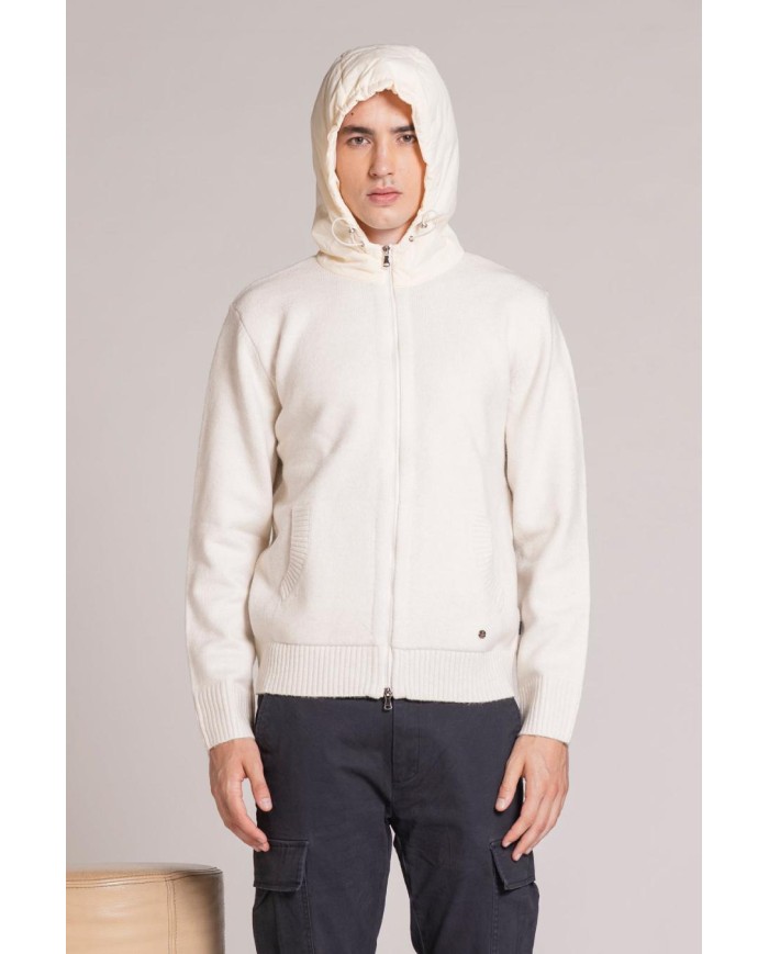 IMPURE QUINN HOODIE ZIP IN MIXED VISCOSE