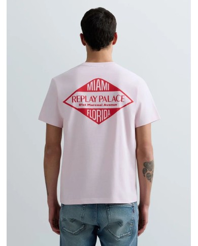 REPLAY MAGLIETTA IN JERSEY CON STAMPA MIAMI