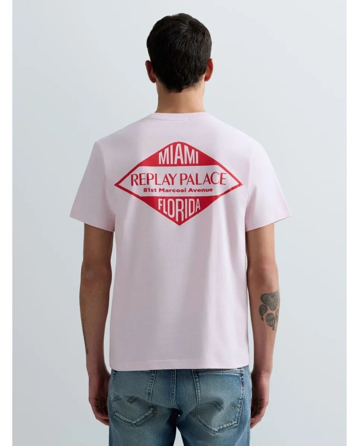REPLAY MAGLIETTA IN JERSEY CON STAMPA MIAMI