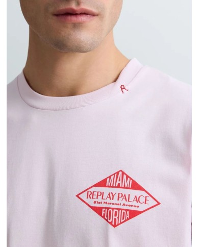 REPLAY MAGLIETTA IN JERSEY CON STAMPA MIAMI
