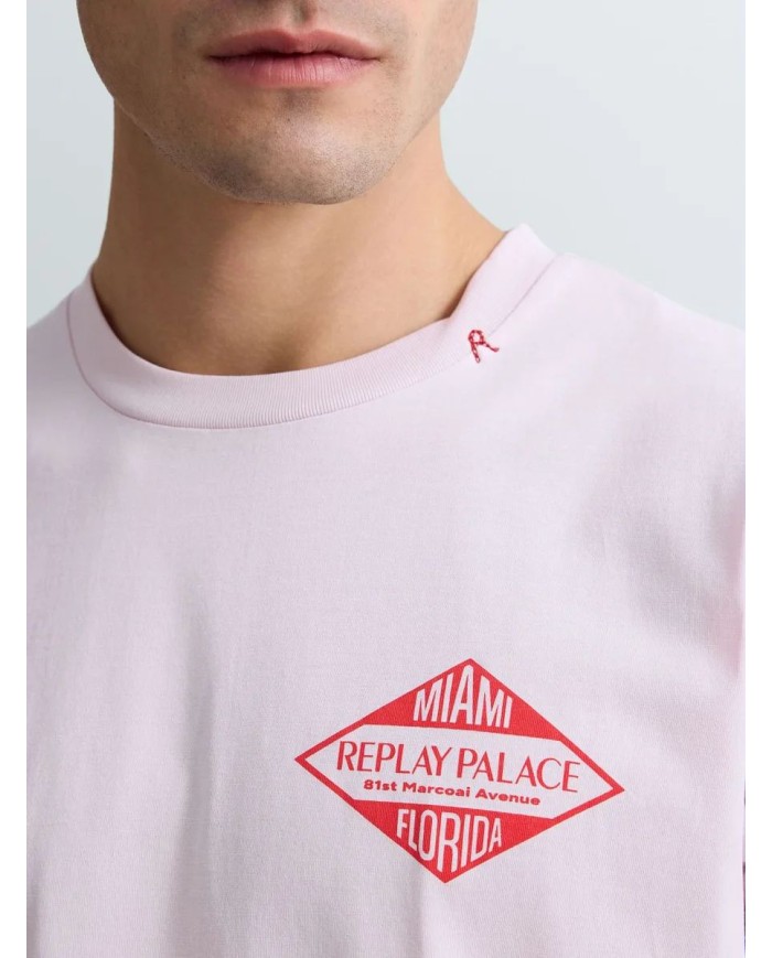 REPLAY MAGLIETTA IN JERSEY CON STAMPA MIAMI