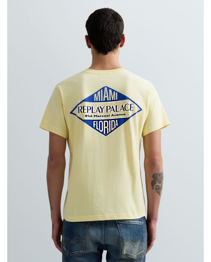 REPLAY MAGLIETTA IN JERSEY CON STAMPA MIAMI