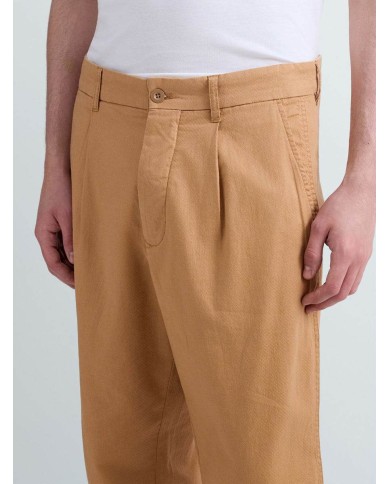 REPLAY PANTALONI REGULAR FIT IN LINO E COTONE