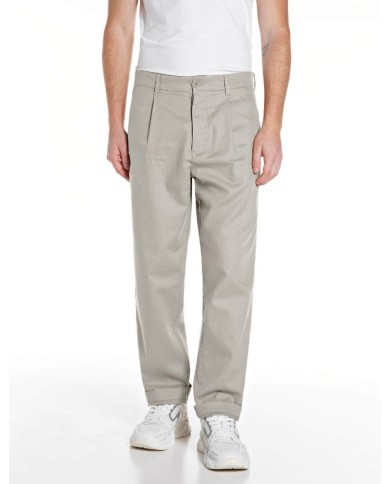 REPLAY PANTALONI REGULAR FIT IN LINO E COTONE
