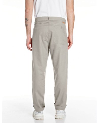 REPLAY PANTALONI REGULAR FIT IN LINO E COTONE