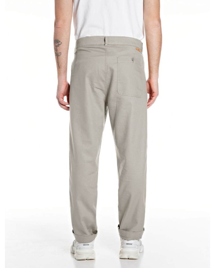 REPLAY PANTALONI REGULAR FIT IN LINO E COTONE