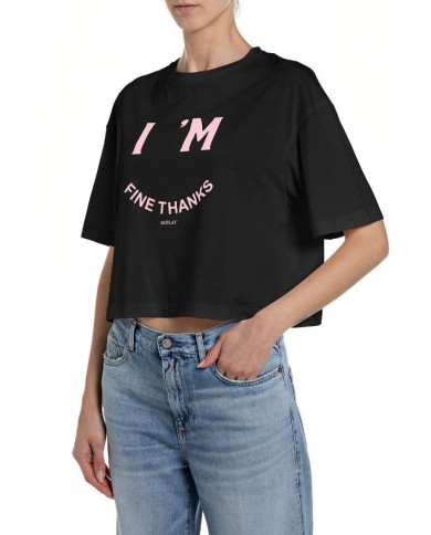 REPLAY MAGLIETTA CROPPED IN JERSEY