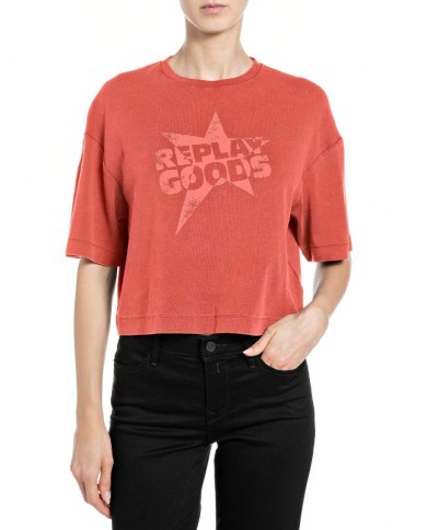 REPLAY MAGLIETTA CROPPED IN JERSEY