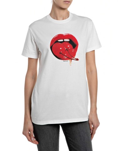 REPLAY MAGLIETTA IN JERSEY CON STAMPA GRAFICA