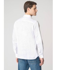 U.S. POLO CAMICIA SLIM FIT IN LINO CON COLLETTO FRANCESE