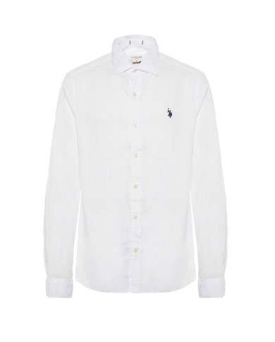 U.S. POLO CAMICIA SLIM FIT IN LINO CON COLLETTO FRANCESE