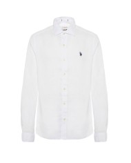 U.S. POLO CAMICIA SLIM FIT IN LINO CON COLLETTO FRANCESE