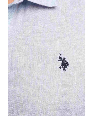 U.S. POLO CAMICIA SLIM FIT IN LINO CON COLLETTO FRANCESE
