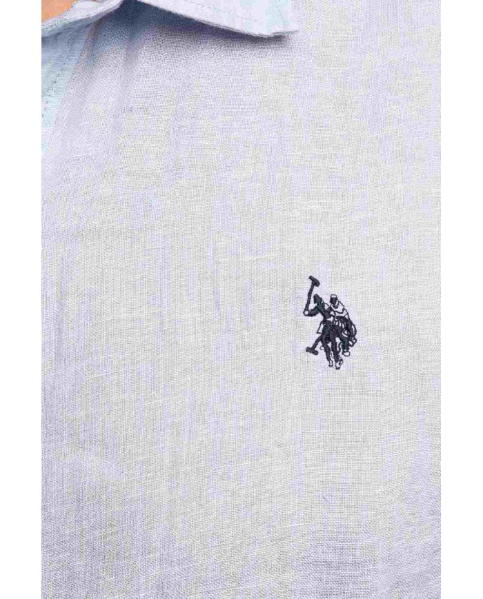 U.S. POLO CAMICIA SLIM FIT IN LINO CON COLLETTO FRANCESE
