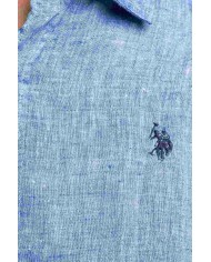 U.S. POLO CAMICIA SLIM FIT IN LINO CON COLLETTO FRANCESE