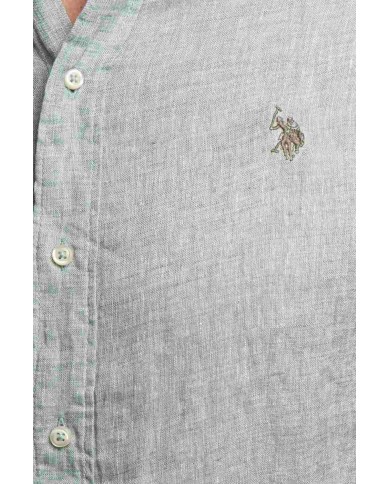U.S. POLO CAMICIA SLIM FIT IN LINO CON COLLETTO FRANCESE