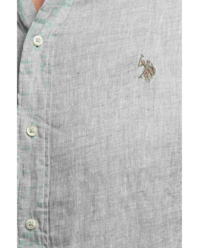 U.S. POLO CAMICIA SLIM FIT IN LINO CON COLLETTO FRANCESE