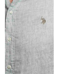 U.S. POLO CAMICIA SLIM FIT IN LINO CON COLLETTO FRANCESE