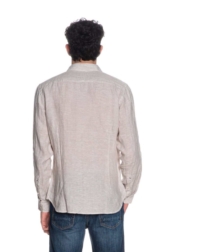 U.S. POLO CAMICIA SLIM FIT IN LINO CON COLLETTO FRANCESE