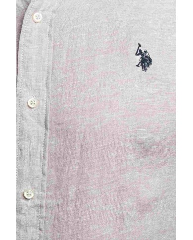 U.S. POLO CAMICIA SLIM FIT IN LINO CON COLLETTO FRANCESE