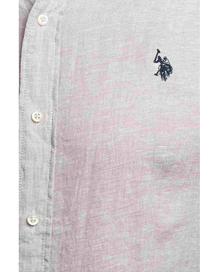 U.S. POLO CAMICIA SLIM FIT IN LINO CON COLLETTO FRANCESE
