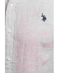 U.S. POLO CAMICIA SLIM FIT IN LINO CON COLLETTO FRANCESE