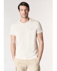 U.S. POLO MAGLIETTA IN COTONE MELANGE CON LOGO RICAMATO