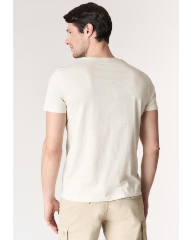 U.S. POLO MAGLIETTA IN COTONE MELANGE CON LOGO RICAMATO