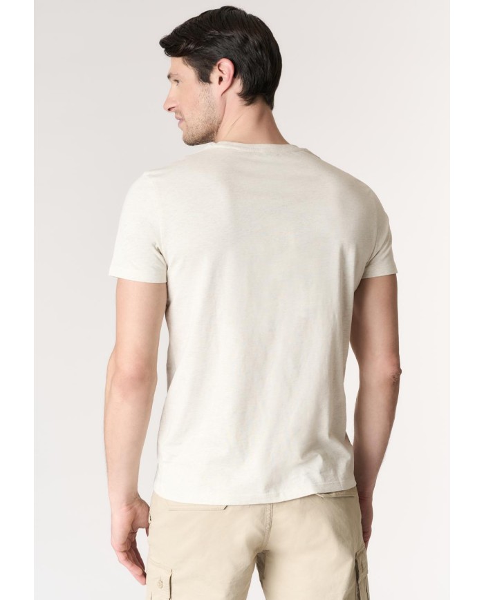 U.S. POLO MAGLIETTA IN COTONE MELANGE CON LOGO RICAMATO