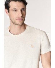 U.S. POLO MAGLIETTA IN COTONE MELANGE CON LOGO RICAMATO