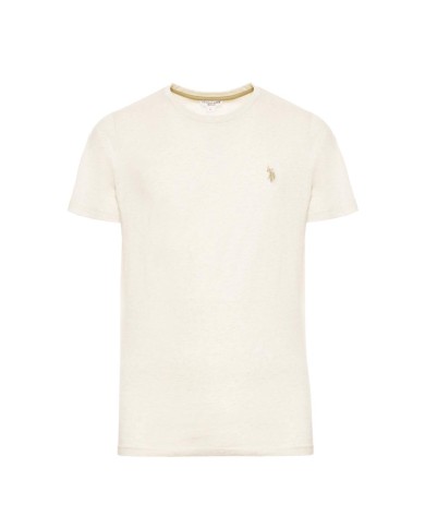 U.S. POLO MAGLIETTA IN COTONE MELANGE CON LOGO RICAMATO