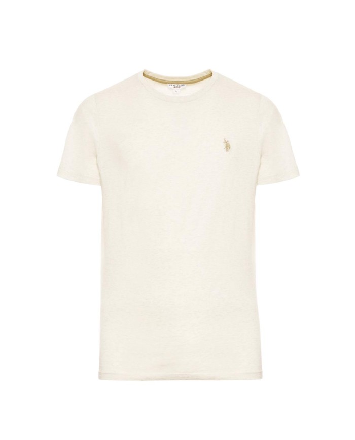 U.S. POLO MAGLIETTA IN COTONE MELANGE CON LOGO RICAMATO