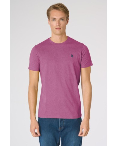 U.S. POLO MAGLIETTA IN COTONE MELANGE CON LOGO RICAMATO