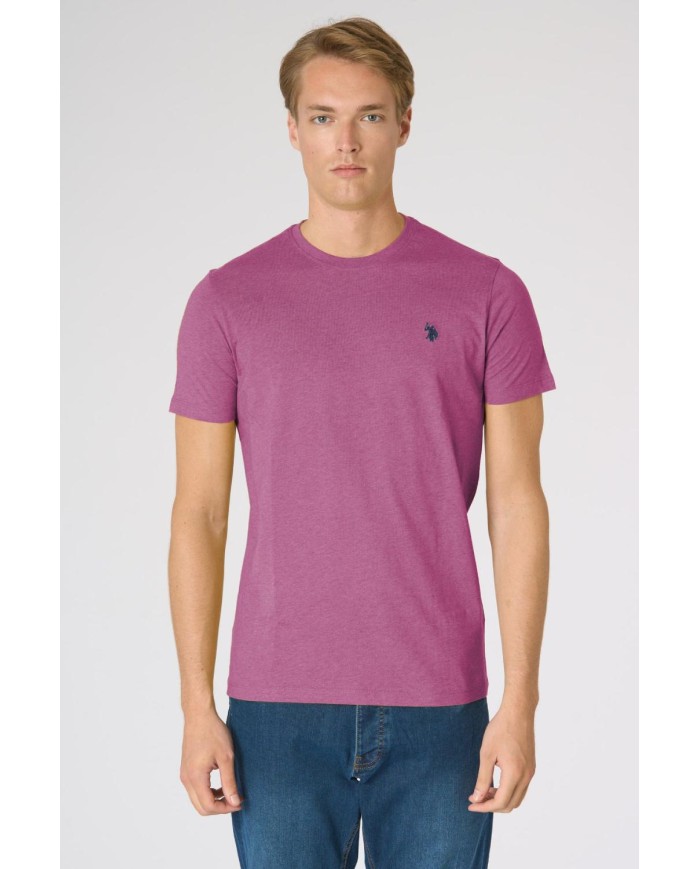 U.S. POLO MAGLIETTA IN COTONE MELANGE CON LOGO RICAMATO