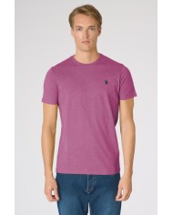 U.S. POLO MAGLIETTA IN COTONE MELANGE CON LOGO RICAMATO