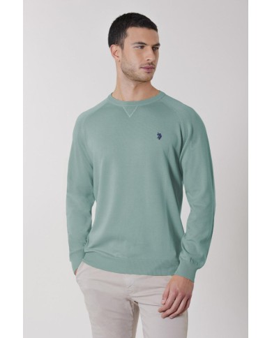 U.S. POLO MAGLIA GIROCOLLO IN COTONE OVERDYED