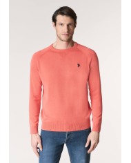 U.S. POLO MAGLIA GIROCOLLO IN COTONE OVERDYED