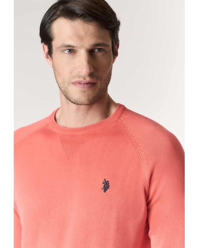 U.S. POLO MAGLIA GIROCOLLO IN COTONE OVERDYED