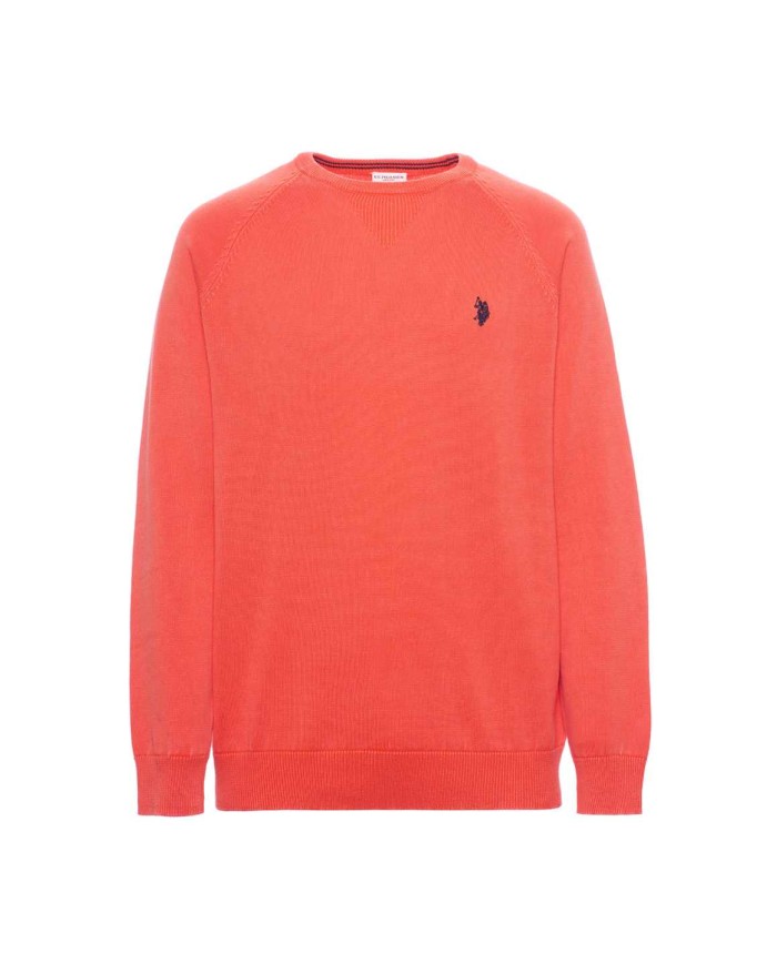 U.S. POLO MAGLIA GIROCOLLO IN COTONE OVERDYED
